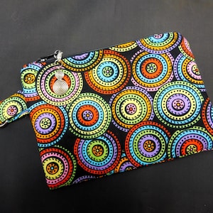 Multicolored circle Coin Purse change purse coin pouch credit card wallet key holder Handmade wallet Padded Coin Gifts Under 15