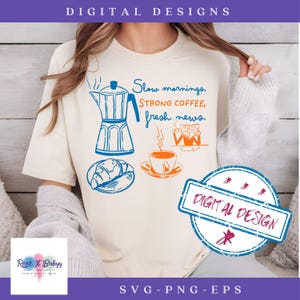 Coffee Club Design PNG SVG, Funny Coffee Croissant News Shirt, Vintage Graphic Tee, Barista Print, Breakfast Club, Cute French Bakery EPS