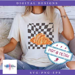 Croissant Lover PNG SVG, Graphic Breakfast Club Download, Retro Shirt, Trendy Coffee Tee, Aesthetic Vintage Print, Cute French Bakery EPS