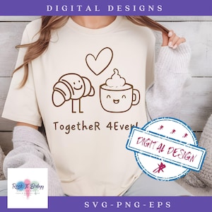 Coffee Club Design SVG, Funny Coffee Croissant Shirt, Vintage Graphic Tee, Barista Print, Breakfast Club  PNG, Cute French Bakery EPS