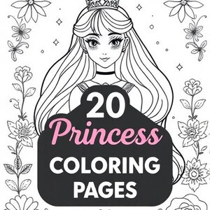 Pretty Princess Coloring Book 20 Pages Girls Coloring Craft