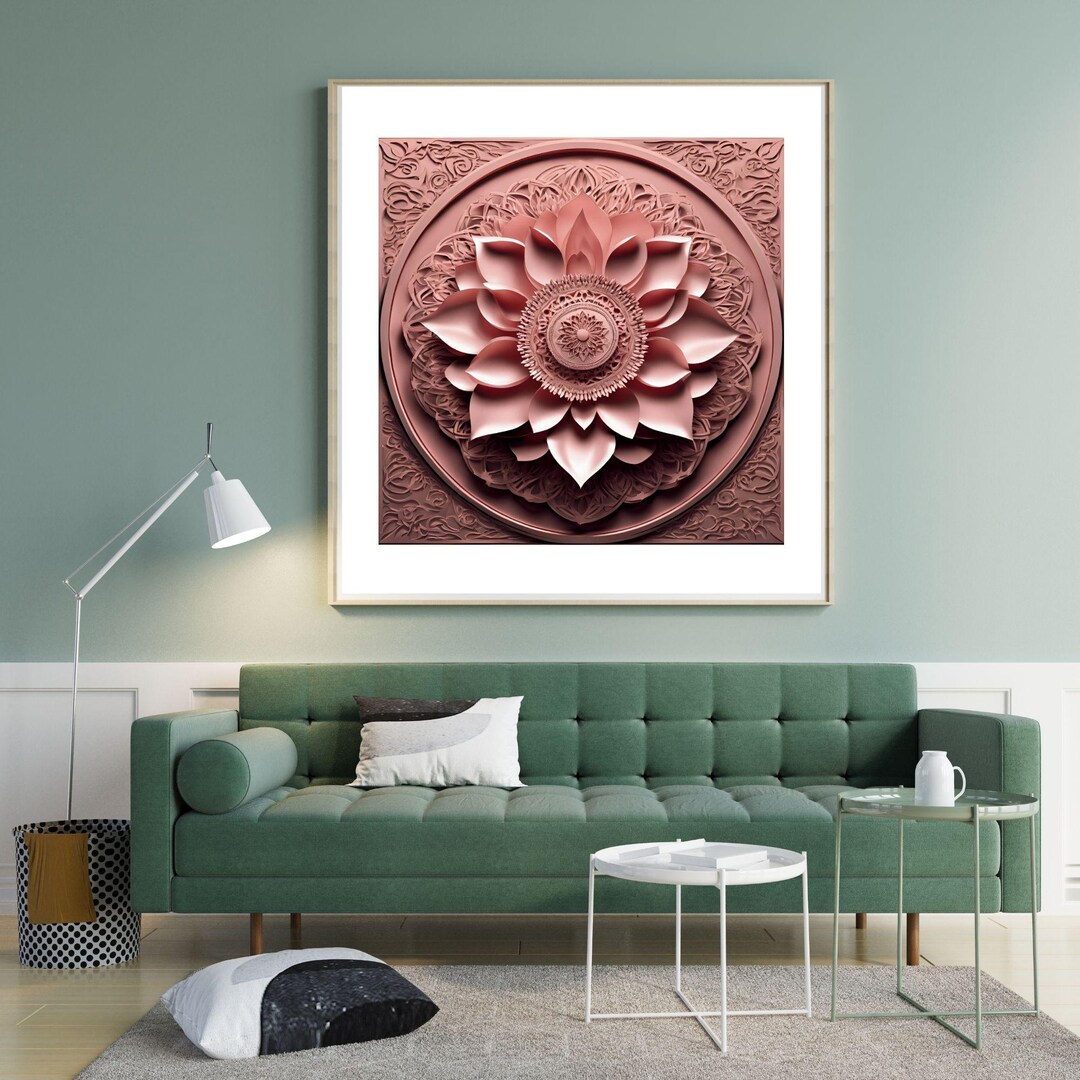 Rose Gold Mandala Lotus Wall Art | Lotus Digital Prints | Mandala Wall ...