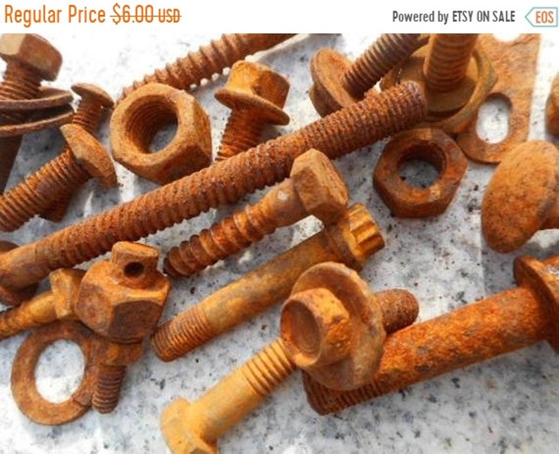 SALE Rusty Screws Nuts and Bolts for assemblage art home decor sculpture