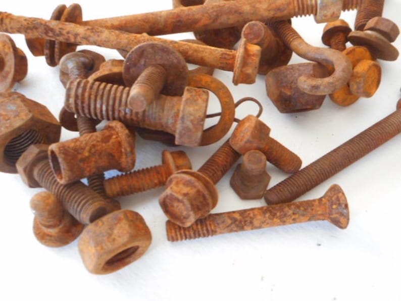 SALE Rusty Screws Nuts and Bolts for assemblage art home decor sculpture