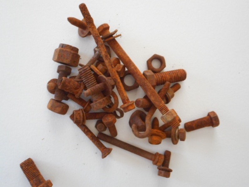 SALE Rusty Screws Nuts and Bolts for assemblage art home decor sculpture
