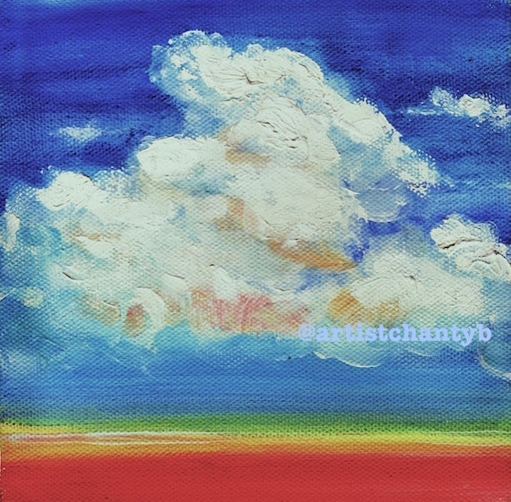 Clouds Oil Painting Looking West Small Format Art By Chantee B