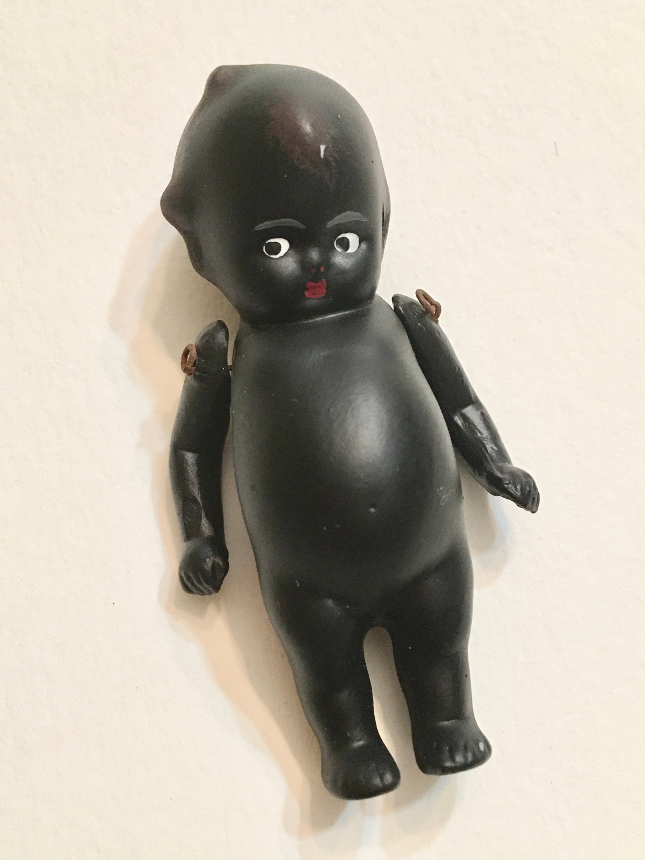 Antique Kewpie Style Black Baby Doll by Kister. Bisque with Moving Arms. 3