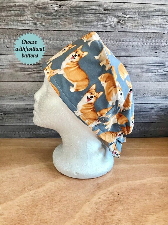 Dog Scrub Cap /nurse Hat W Buttons/ Medical Scrub Etsy