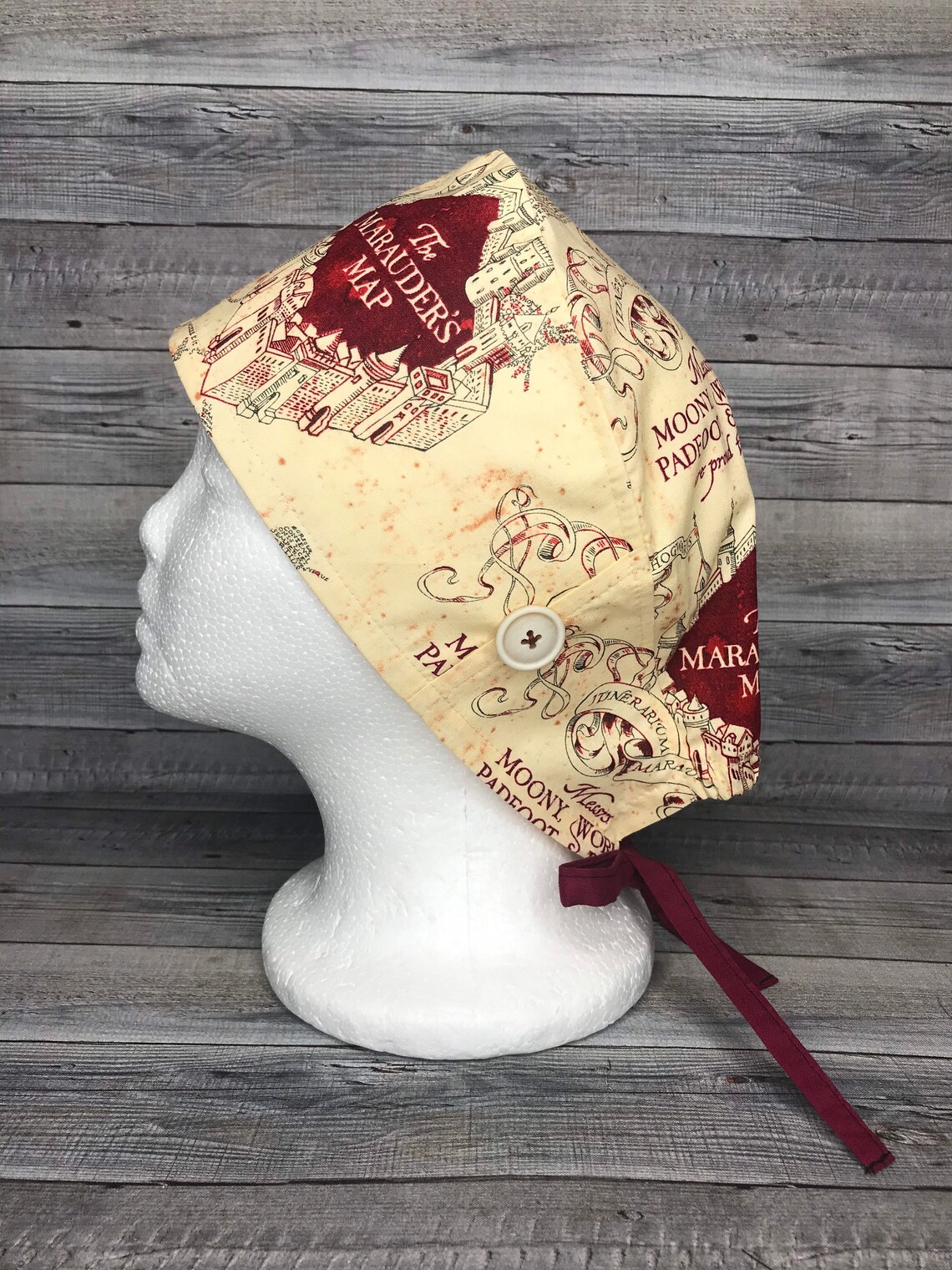 Marauders map Harry Potter scrub cap w buttons/Medical Scrub Etsy