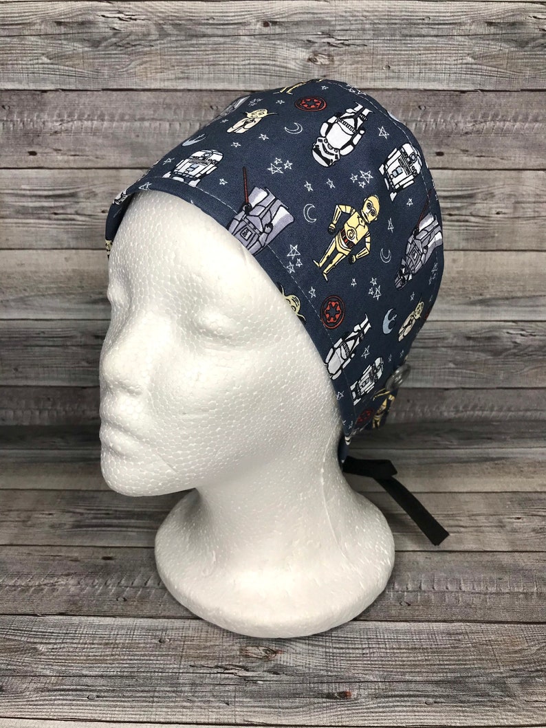 Star Wars Doodle Scrub Cap/scrub Cap W Buttons/medical Scrub Etsy