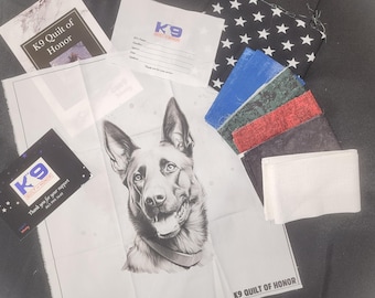 Belgian Malinois/Dutch Shepherd Black and White Dog Quilt Kit - K9 Quilt of Honor®