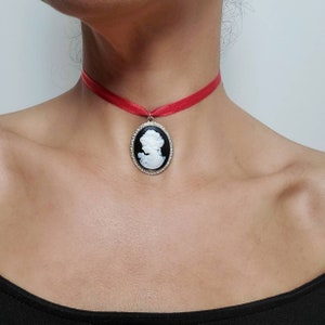 Cameo Necklace with a Choice of Ribbon, Vintage Inspired Cameo Choker, Victorian Gift for Her