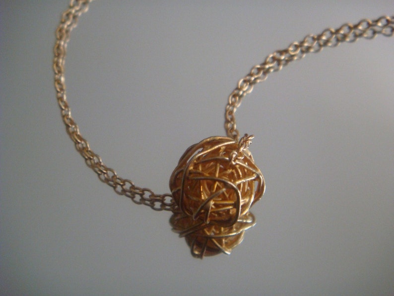 Spun Gold Necklace, Yarn Ball Necklace, Gift for Her Etsy