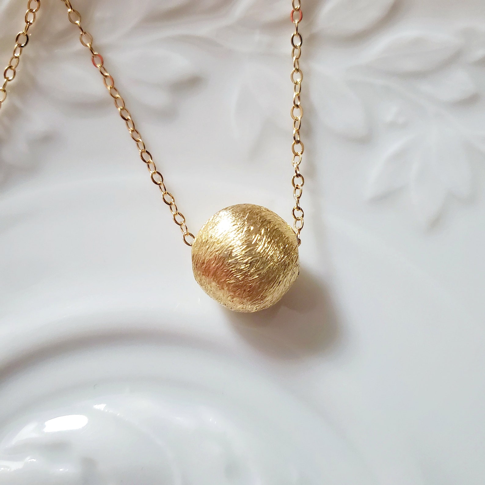 Dainty Gold Ball Pendant Necklace, Minimal Necklace, Gold Sphere