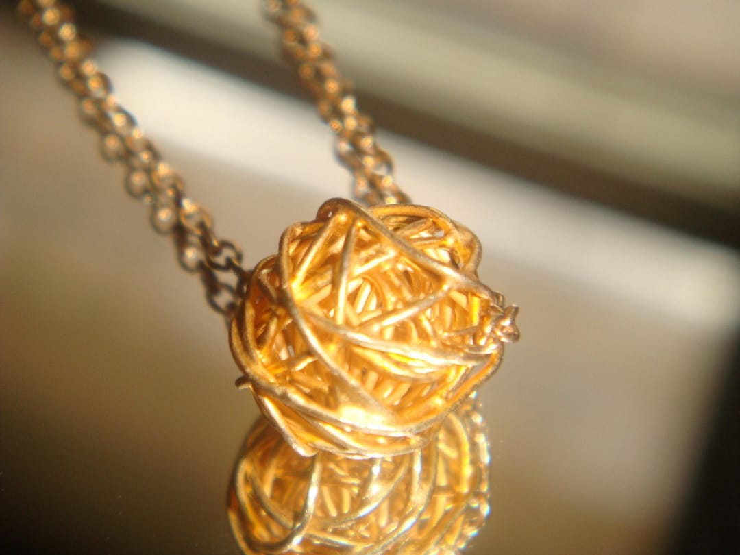 Spun Gold Necklace, Yarn Ball Necklace, Gift for Her Etsy
