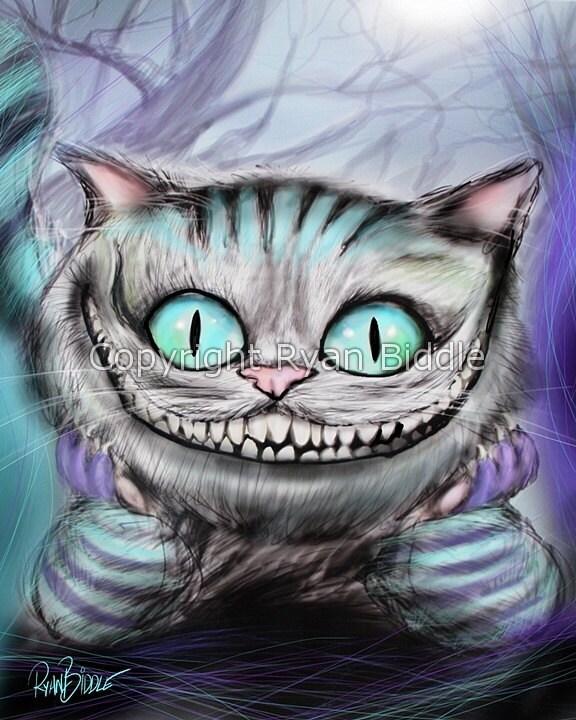 Cheshire Cat From Alice In Wonderland Drawing Print Etsy