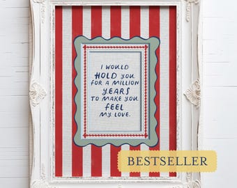 Vintage Circus Quote Print: Red Stripes Squiggle Wavy Frame Nursery Art (Digital Download)