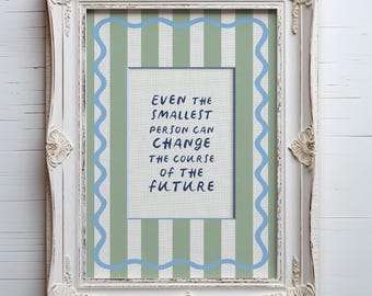 Adventure Nursery Quote Print: Sage Green Stripes, Squiggle Frame (Digital Download)