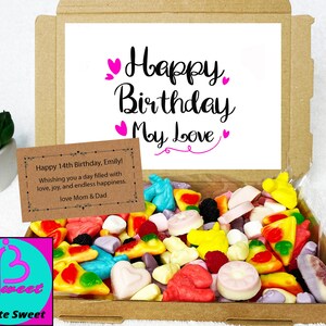 Caja de regalo dulce personalizada para cada ocasión: cumpleaños, felicitaciones, agradecimientos, aniversario, buena suerte y más