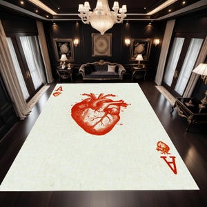Tapis coeur, tapis anatomique, tapis de jeu de cartes, tapis As de coeur, tapis unique, tapis de salon, tapis de cuisine, idée cadeau, décoration d'intérieur, tapis Etsy tendance