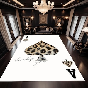 Tapis de jeu de cartes, tapis de poker, tapis As de pique, tapis léopard, décoration de casino, tapis de salon, tapis de cuisine, idée cadeau, décoration d'intérieur, tapis Etsy tendance
