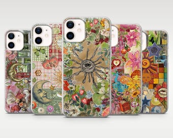 Retro Whimsy Phone Case Artistic Collage Funky Cover for iPhone 18Pro 17 16 15, 14, 13, Samsung S26, S25, S24, S23Fe, A16, A56, Pixel 11, 10