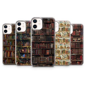 Book Phone Case Bookshelf Bookish for iPhone 17Pro, 16, 15, 14, 13, 12, Samsung S25, S24, S23Fe, S22, A16, A26, A56, Pixel 10, 9Pro