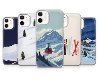 Snow Phone Case Mountain Christmas Cover voor iPhone 17Pro, 16, 15, 14, 13, 12, Samsung S25, S24, S23Fe, S22, A16, A26, A56, Pixel 10, 9Pro