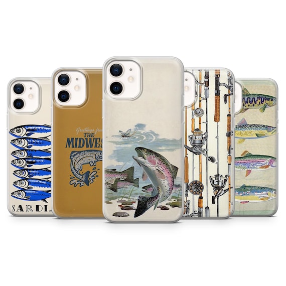 Fish Phone Case Fishing Bass for iPhone 17Pro, 16, 15, 14, 13, 12, Samsung S25, S24, S23Fe, S22, A16, A26, A56, Pixel 10, 9Pro