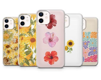 Flower Phone Case Floral Sunflower for iPhone 17Pro, 16, 15, 14, 13, 12, Samsung S25, S24, S23Fe, S22, A16, A26, A56, Pixel 10, 9Pro