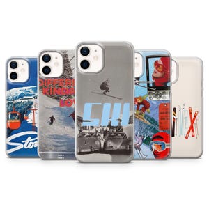 Coque de portable Skiing Mountain pour iPhone 16E, Pro, 15, 14, 13, 12, Samsung S25, S23FE, S24FE, A16, Pixel 9Pro, 8A