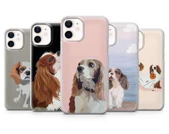 Cavalier King Charles Spaniel Dog Phone Case Pet Dog for iPhone 17Pro, 16, 15, 14, 13 12 Samsung S25 S24 S23Fe S22 A16 A26 A56 Pixel 10 9Pro