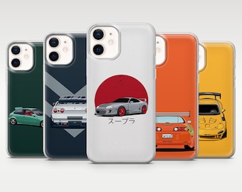 Funda para teléfono con diseño de coche JDM japonés para iPhone 17Pro, 16, 15, 14, 13, 12, Samsung S25, S24, S23Fe, S22, A16, A26, A56, Pixel 10, 9Pro
