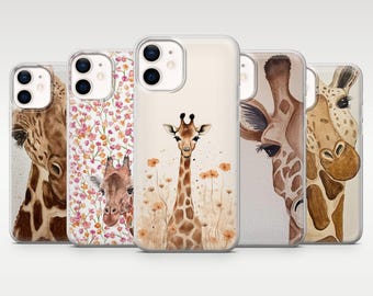 Funda para teléfono con diseño de jirafa en acuarela, safari de animales salvajes para iPhone 17Pro 16 15 14 13 12 Samsung S25, S24, S23Fe, S22, A16, A26, A56, Pixel 10, 9Pro