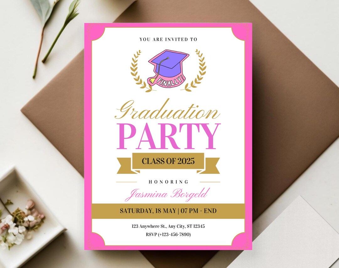 Customizable Digital Graduation Invitation Instant Download College