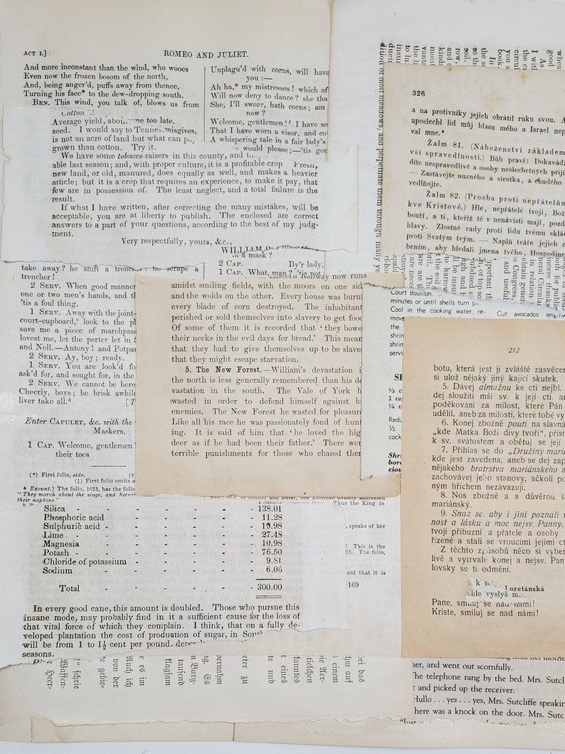 Printable Vintage Text Pages | Etsy