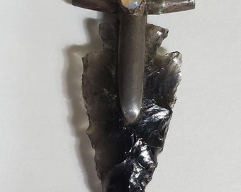 Vintage obsidian arrowhead and opal pendant (video)