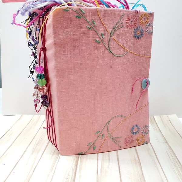 Flow Journal- Big Mama- Vintage Pink Embroidery  (please watch video)