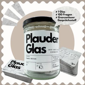 Plauderglas | Gesprächskarten Spiel im Glas | Geschenk für Paare, Freunde & Familie | 100 Fragen zum (noch besser) Kennenlernen