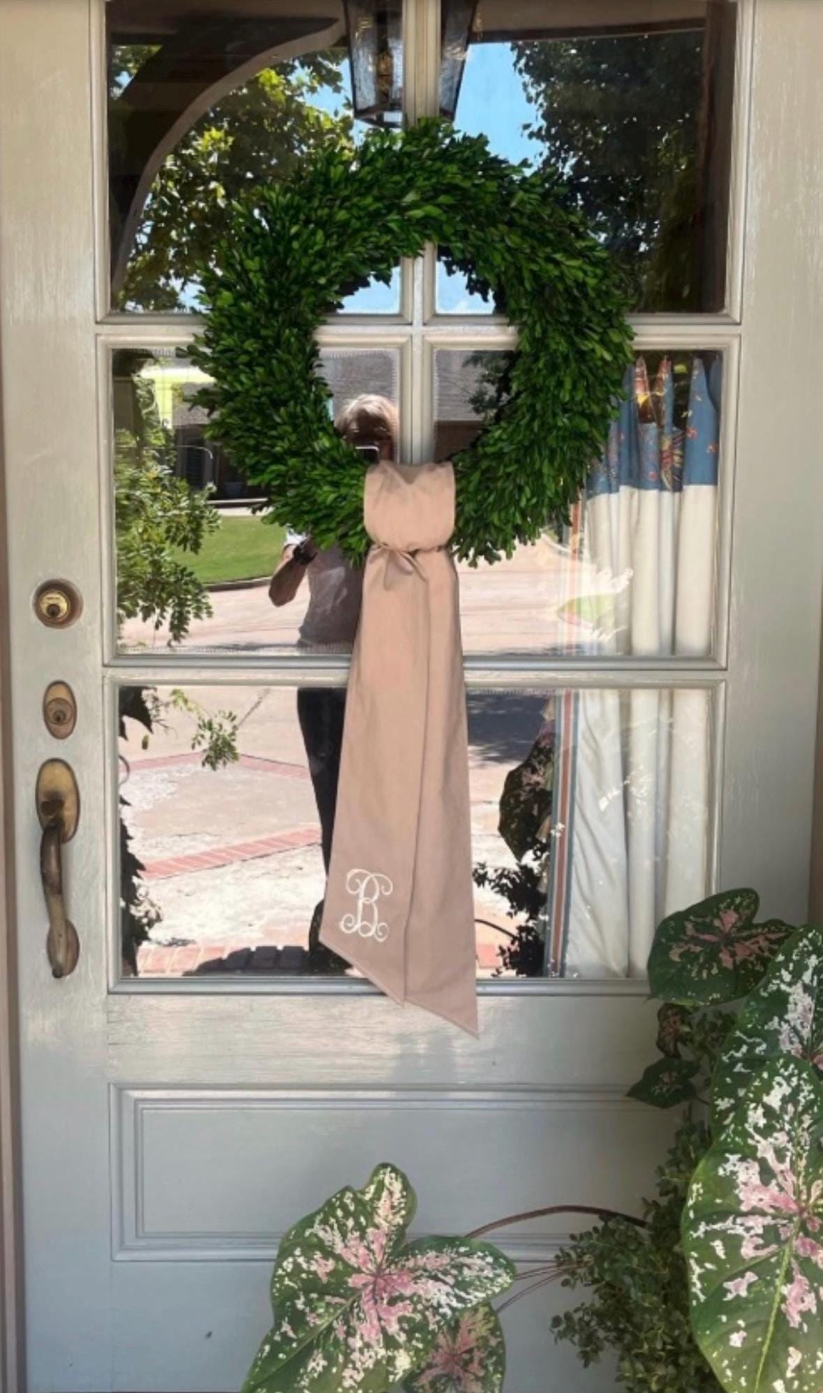 Wreath Sash 50 or 70” long                             1 INITIAL MONOGRAM ONLY                                    (wreath purchase seperate)