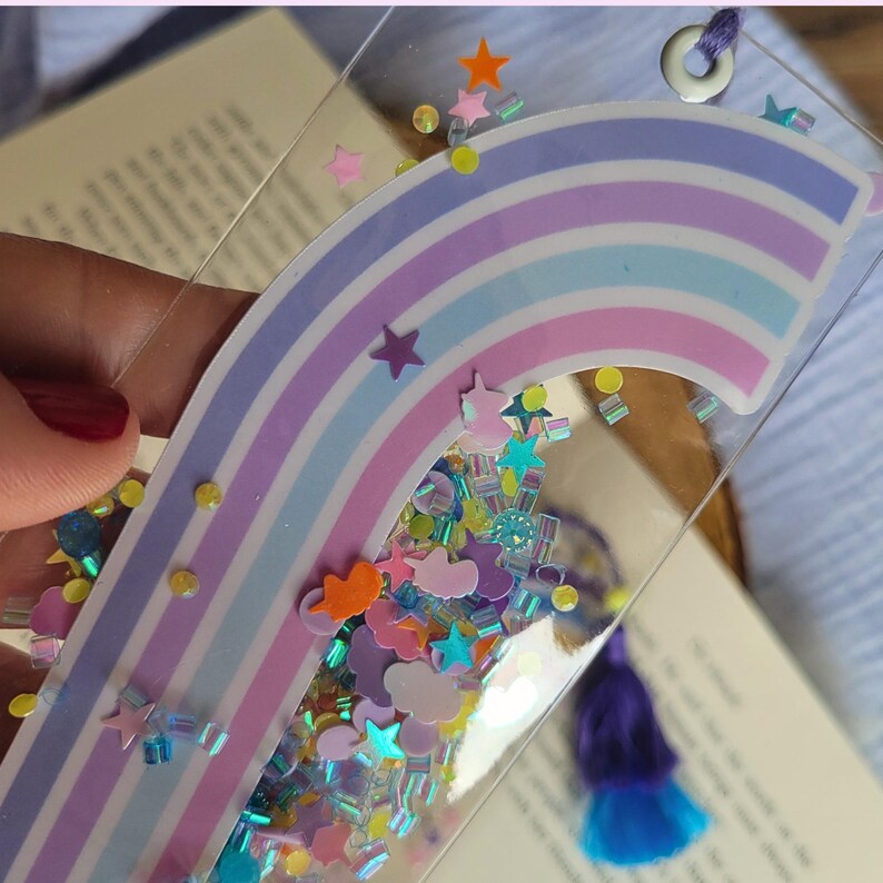 Rainbow Confetti Glitter Shaker Bookmark, Fun & Unique Gift for Book ...