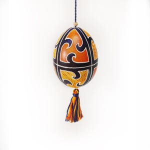 Pysanky Eggs. Traditional Ukrainian Pysanka on Chicken Egg with The Authentic Ornament. Easter Eggs. Easter Gift. Home Decor. Holiday Decor