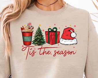 Tis The Season Christmas PNG, Merry Christmas PNG, Retro Christmas Tis the Season, Merry Christmas Vibes, Winter Latte Santa Vibes