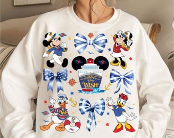 Mickey & Friends Cruise Family Matching PNG, Coquette Bows Disney Cruise Line Digital File,  Disney Wish, Dream, Magic, Wonder, Treasure