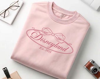 Disneyland Coquette Bow PNG, Womens Girly Disney Girl Trip Art, Girly Disney Matching Trip, Disneyworld Est 1955, Instant Download