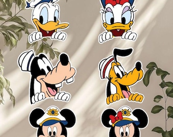 Captain Mickey & Sailor Friends Art, Disney Cruise Door Magnet Printing, Family Cruise Magnets For Cruise Ship PNG, Disney Wish Magic Wonder