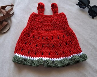 Haakpatroon babyjurk watermeloen pdf | Zomerbaby-outfit | Eenvoudig haakpatroon voor pasgeborenen–24 maanden | Cadeau kraamcadeau | Fotorekwisieten