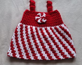 Gehaakte babyjurk pepermunt | Kerstoutfit 0-3 maanden | Handgemaakte vakantiebabyjurk | Sample Sale fotorekwisiet