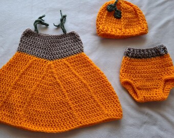 Pompoen babyoutfit haakpatroon bundel | Herfst babyoutfit | Halloween babyoutfit | Outfit voor de eerste verjaardag | Jurk, muts en luierbroekje