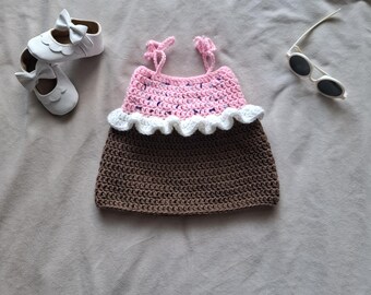 Cupcake Crochet Dress | Strawberry Vanilla Chocolate | Summer Baby Outfit | Beginner Friendly